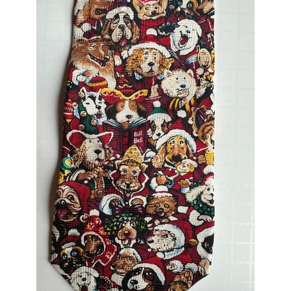 Woodward Vintage Silk Mens Neck Tie Christmas Holiday Dogs Santa Hats - Picture 4 of 8